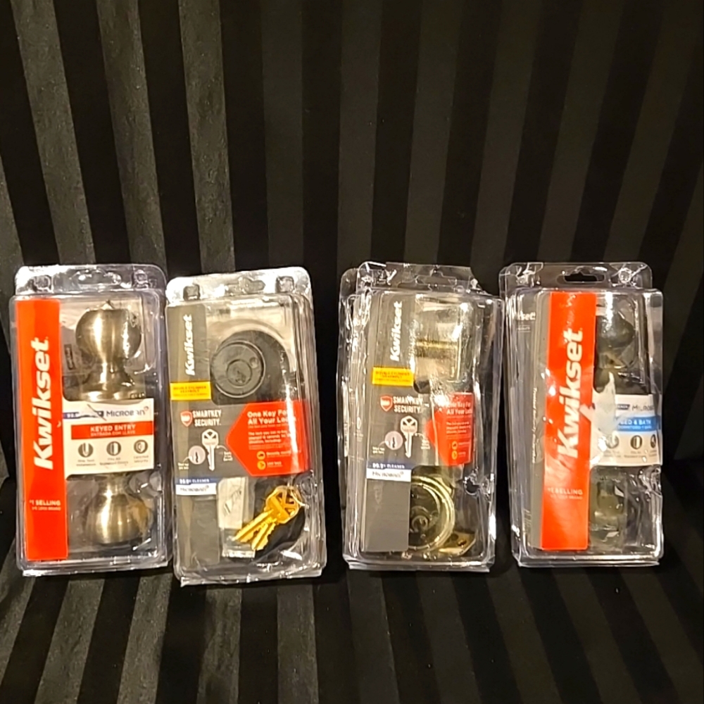 4pc Mixed Lot Kwikset Double Cylinder Deadbolts Keyed Entry & Interior Door Knob